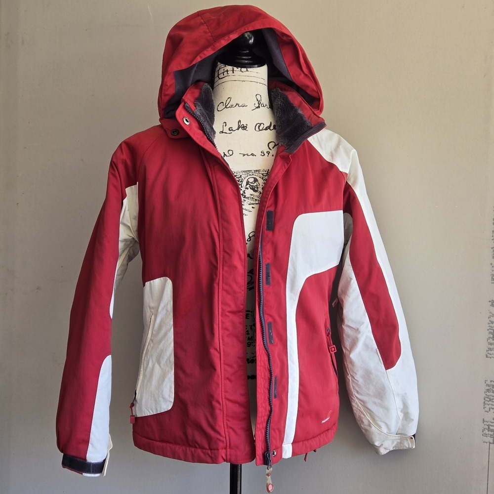 Powder Room Ski Coat Jacket Women's‎ Size Small Petite Red White Snowboarding